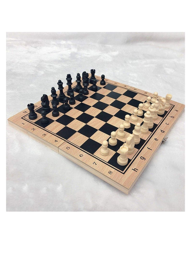 COOLBABY Large Chess, Checkers & Backgammon 3 in 1 Set - Outdoor & Travel Learning Game - Magnetic Chess Board - Wooden Chess Set (Size: 39 x 39 cm)
