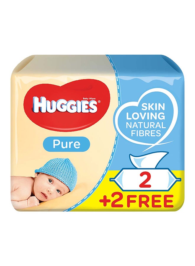 Pure Baby Wipes, 224 Count (2+2 Free) - Skin Loving Natural Fibers