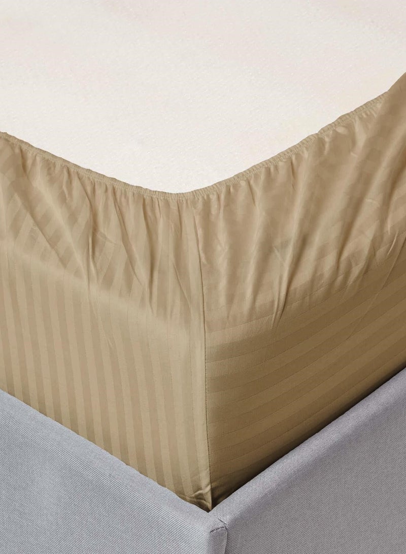 2-Set Fitted Bed Sheets +  Pillow Covers, King/Queen/Double/Single Sizes, Color Beige