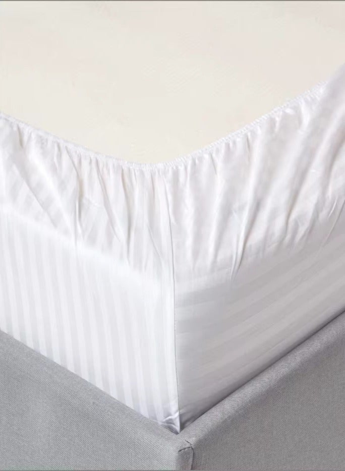 2-Set Fitted Bed Sheets +  Pillow Covers, King/Queen/Double/Single Sizes, Color White