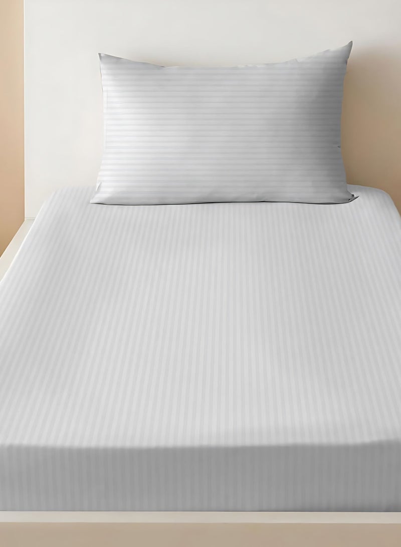 2-Set Fitted Bed Sheets +  Pillow Covers, King/Queen/Double/Single Sizes, Color White