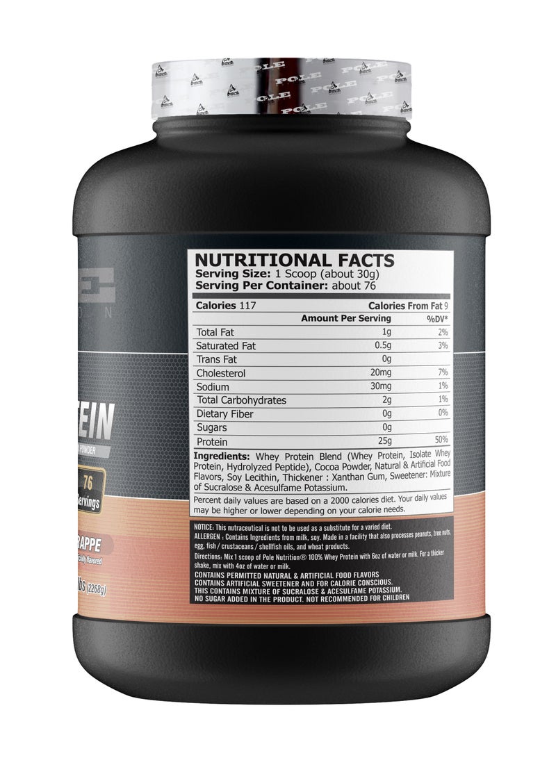 100% Whey Protein, 25 Grams of Protein for Muscle Support and Recovery - Cafe Frappe, 5lbs (76 Servings)