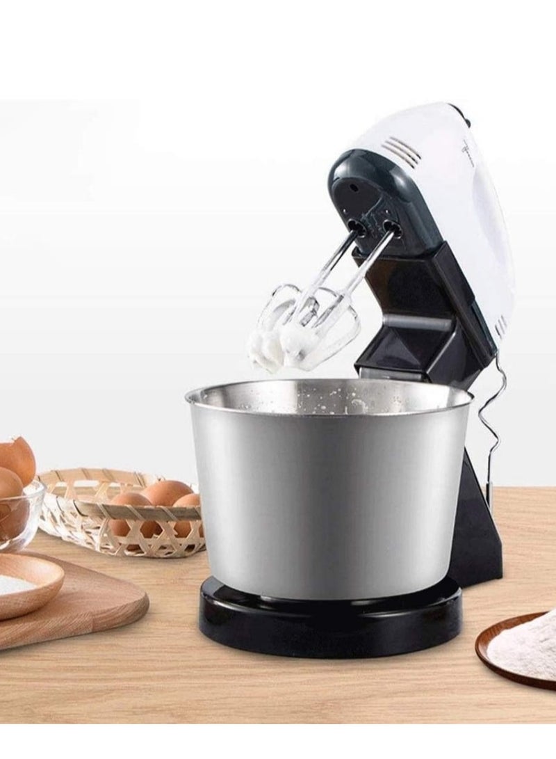 Electric Hand Mixer With Steel Bowl, 7 Speed With Small Blenders Cake Whipping Machine Includes Stainless Steel Beaters & Dough Hooks Whisk Kneaders For Kitchen Baking Cooking