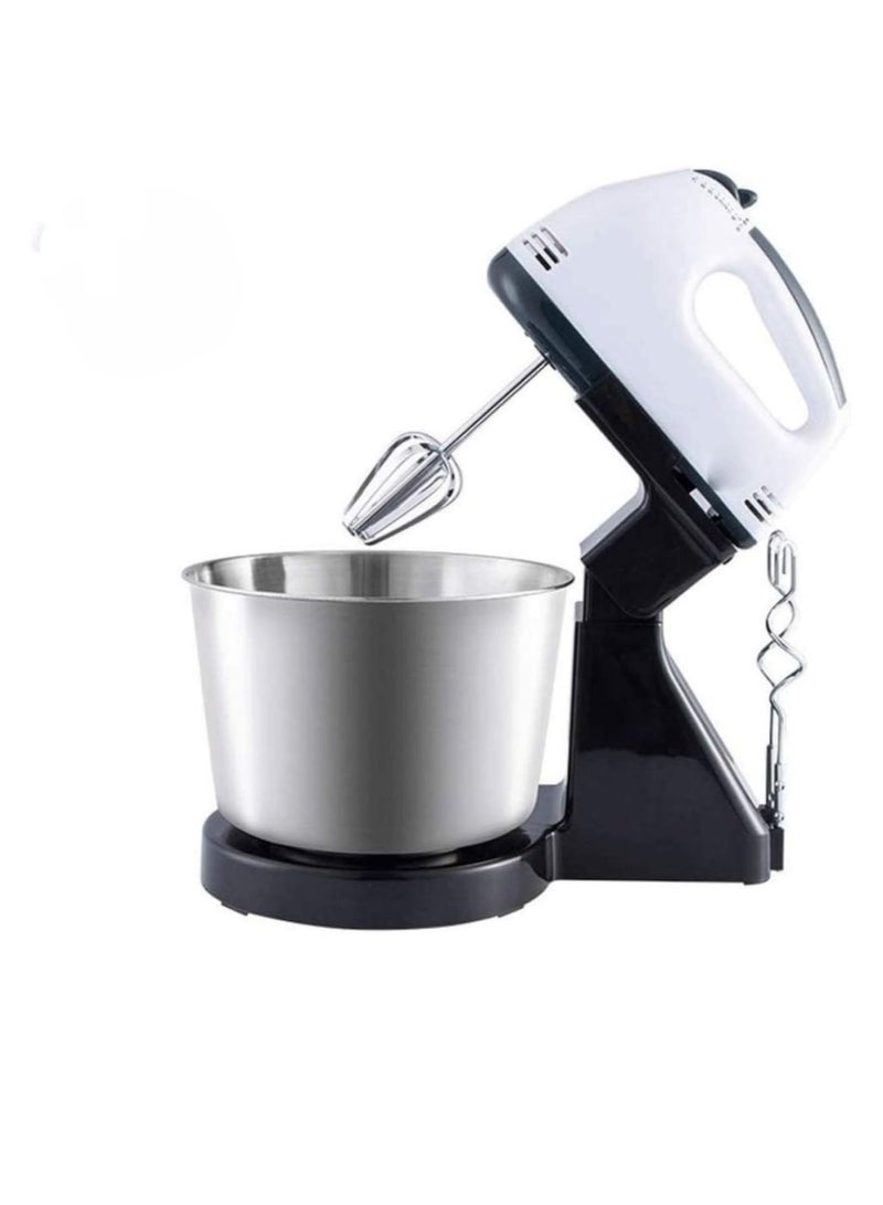 Electric Hand Mixer With Steel Bowl, 7 Speed With Small Blenders Cake Whipping Machine Includes Stainless Steel Beaters & Dough Hooks Whisk Kneaders For Kitchen Baking Cooking