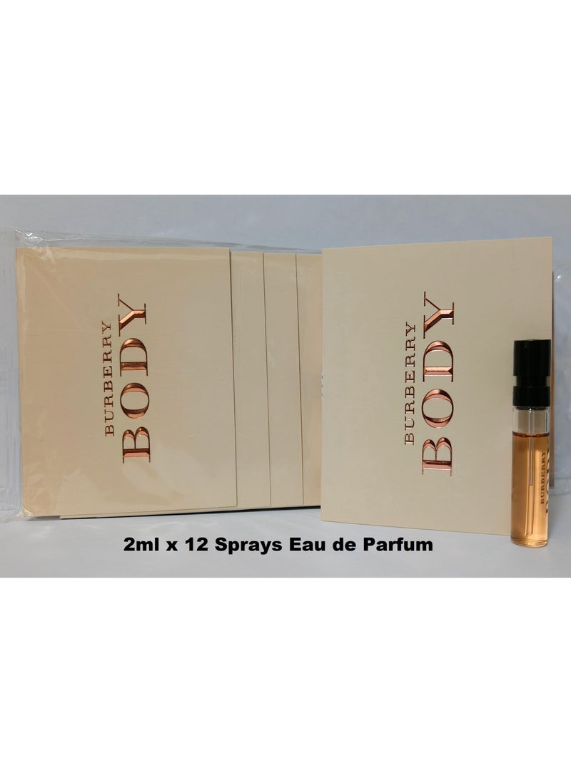 Body by Burberry for Women Eau De Parfum, 2ml x 12 Sprays (1 Pack) 2ml