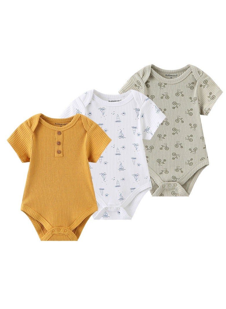 Baby Jumpsuit Summer Short-Sleeved Three-Piece Set