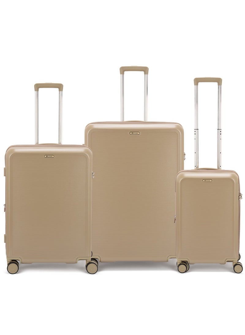 Echolac Sense Hardcase Set Of 3 Expandable Piece Luggage Trolley Set Gold