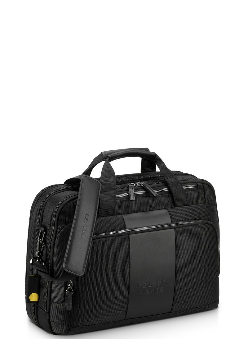 Delsey Wagram 2 Comparment Satchel Breifecase 15.6 inch Black - 00119916100