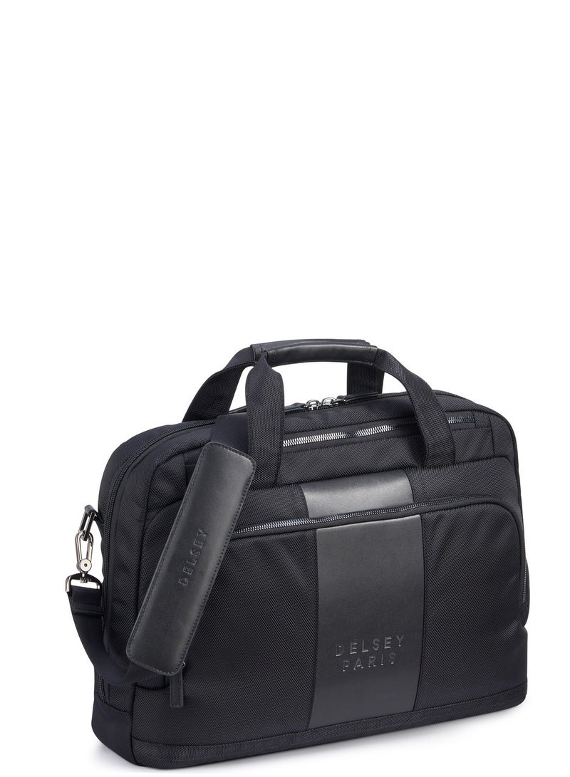 Delsey Wagram 1 Comparment Satchel Breifecase 15.6 inch Black - 00119916000