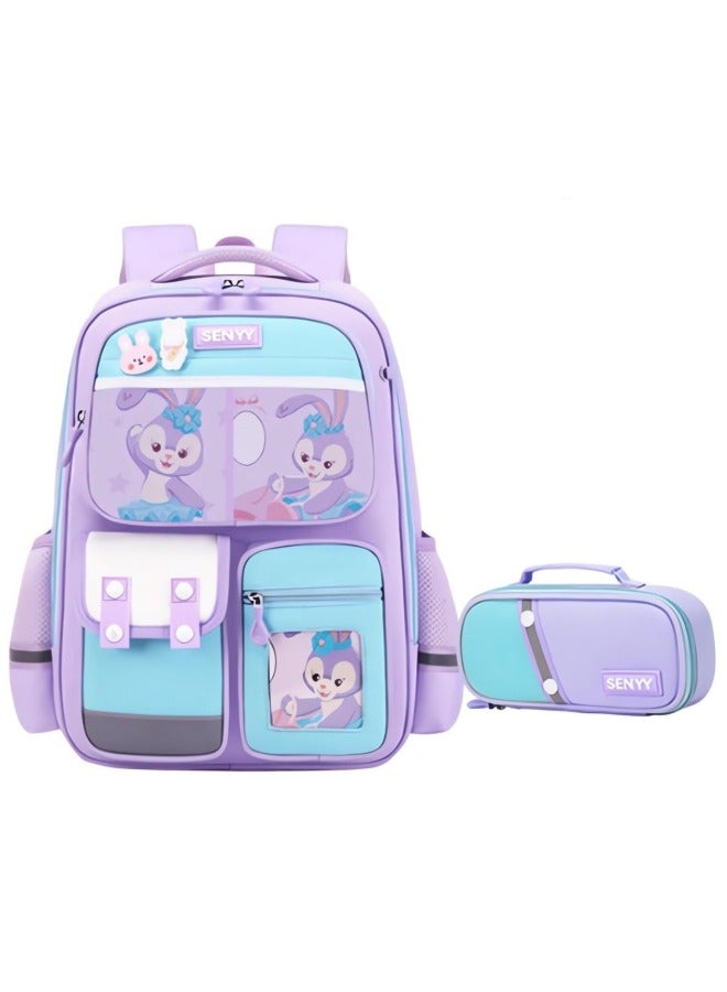 School Bag for Girls 2 pcs Set,Kids Backpack with Pencil Bag, Cute School Bags Shoulder Handbags Cartoon Rucksack Large Capacity Bag Waterproof Bags Multiple Pockets Schoolbags