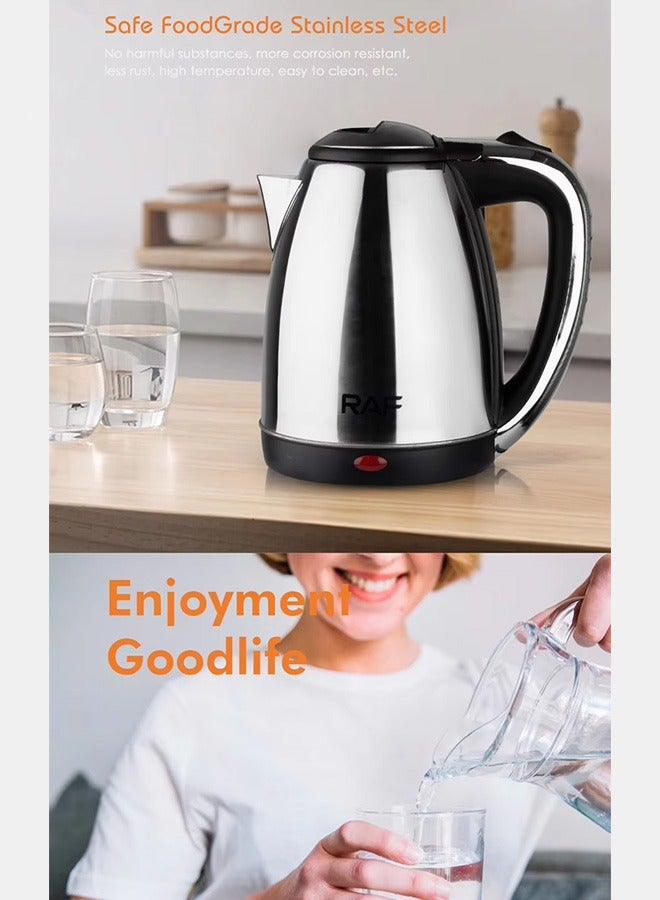 Electric Kettle 2 in 1 Hot Water Boiler 2.2 Liter and 1L Capacity, Warming Function Energy and Keeps the Water, 360° Rotating Base Stainless Steel and Borosilicate Glass Kettle for Coffee Tea Maker