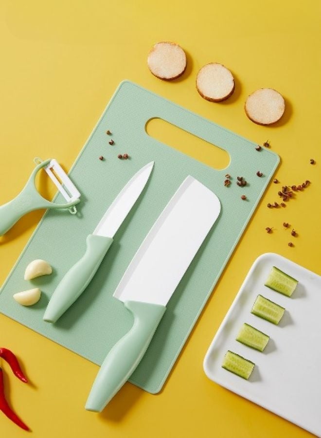 Cutting Boards with Non-Slip Base - Set of 4 Ceramic Perfect for Fruits and Vegetables Cutting Board - Mold-Resistant, Easy to Clean, with Hanging Hole Green