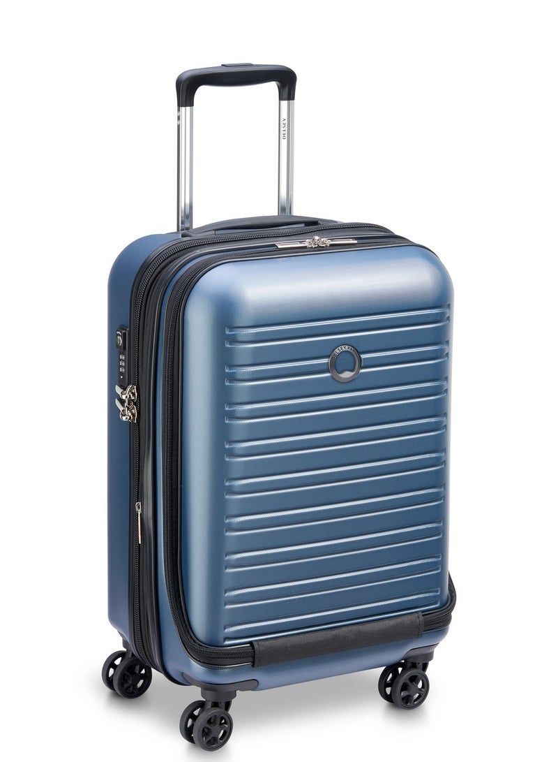 Delsey Segur 2.0 55cm Hardcase 4 Double Wheel Expandable Cabin Luggage Trolley Case Blue - 205880202