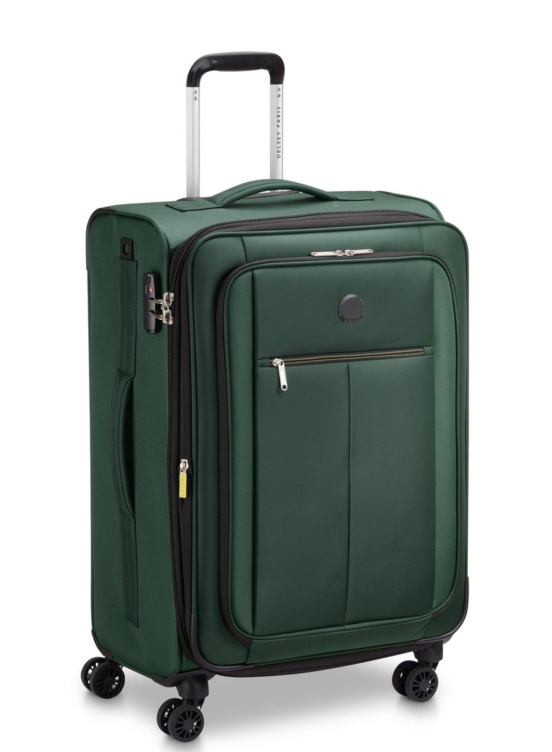 Delsey Pin Up 6 68cm Softcase 4 Double Wheel Expandable Check-In Trolley Case Green - 00343081103