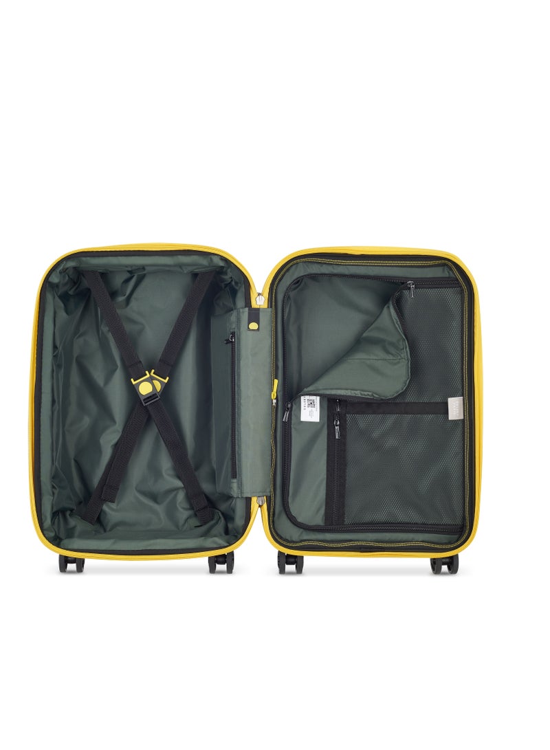 Delsey Rempart 55cm Hardcase Expandable 4 Double Wheel Flex Cabin Luggage Trolley Case  Army  Glossy - 218180113