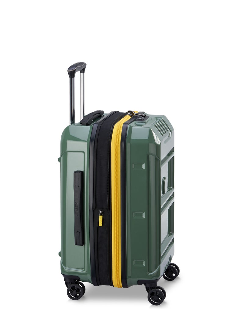 Delsey Rempart 55cm Hardcase Expandable 4 Double Wheel Flex Cabin Luggage Trolley Case  Army  Glossy - 218180113