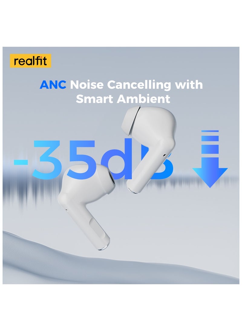 F2 Pro TWS ANC True Wireless Earbuds White