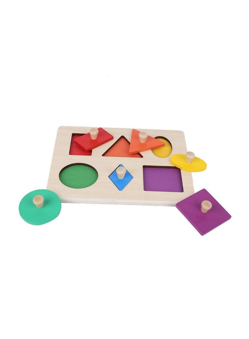 Wooden Children Early Education Educational Building Block Puzzle Geometric Shape Color Matching Sorting Stacking Plugging Toys Montessori Toy for 1 2 3 Years Kids Girls Toddlers Boys