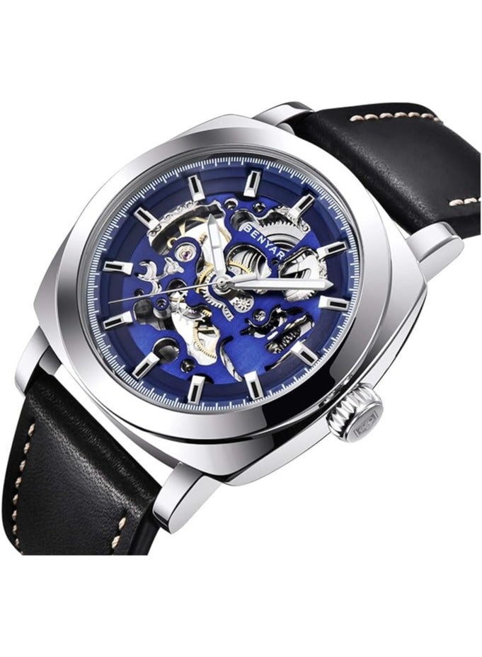 Watches for Men Luxury Leather Luminous Water Resistant Automatic Mechanical Wristwatch 5121