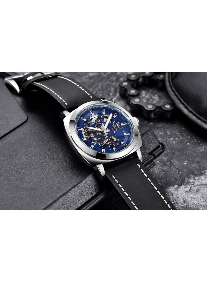 Watches for Men Luxury Leather Luminous Water Resistant Automatic Mechanical Wristwatch 5121