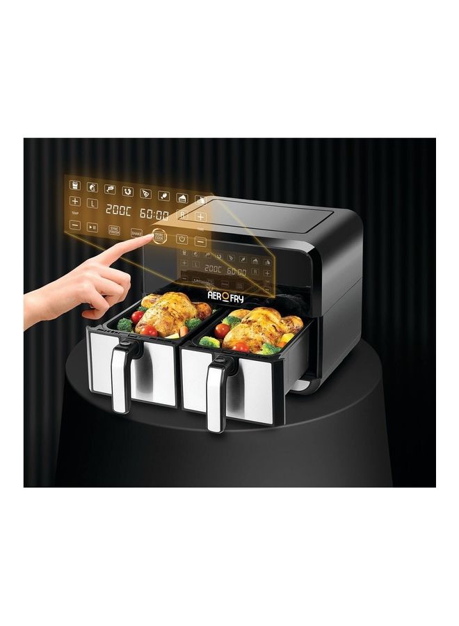 Digital Dual Zone Air Fryer, 4L+4L Capacity, Rapid Hot Air Circulation, 8 Presets, Adjustable Temp & Timer for Frying, Grilling, Roasting & Baking, 8 L 1700 W DZAF1700-B5 Black/Silver