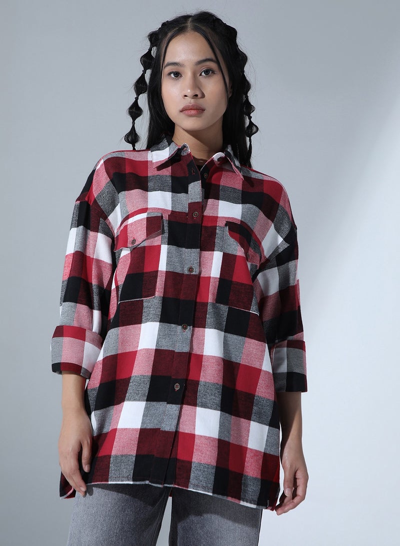 Standard Buffalo Checks Oversized Pure Cotton Casual Shirt