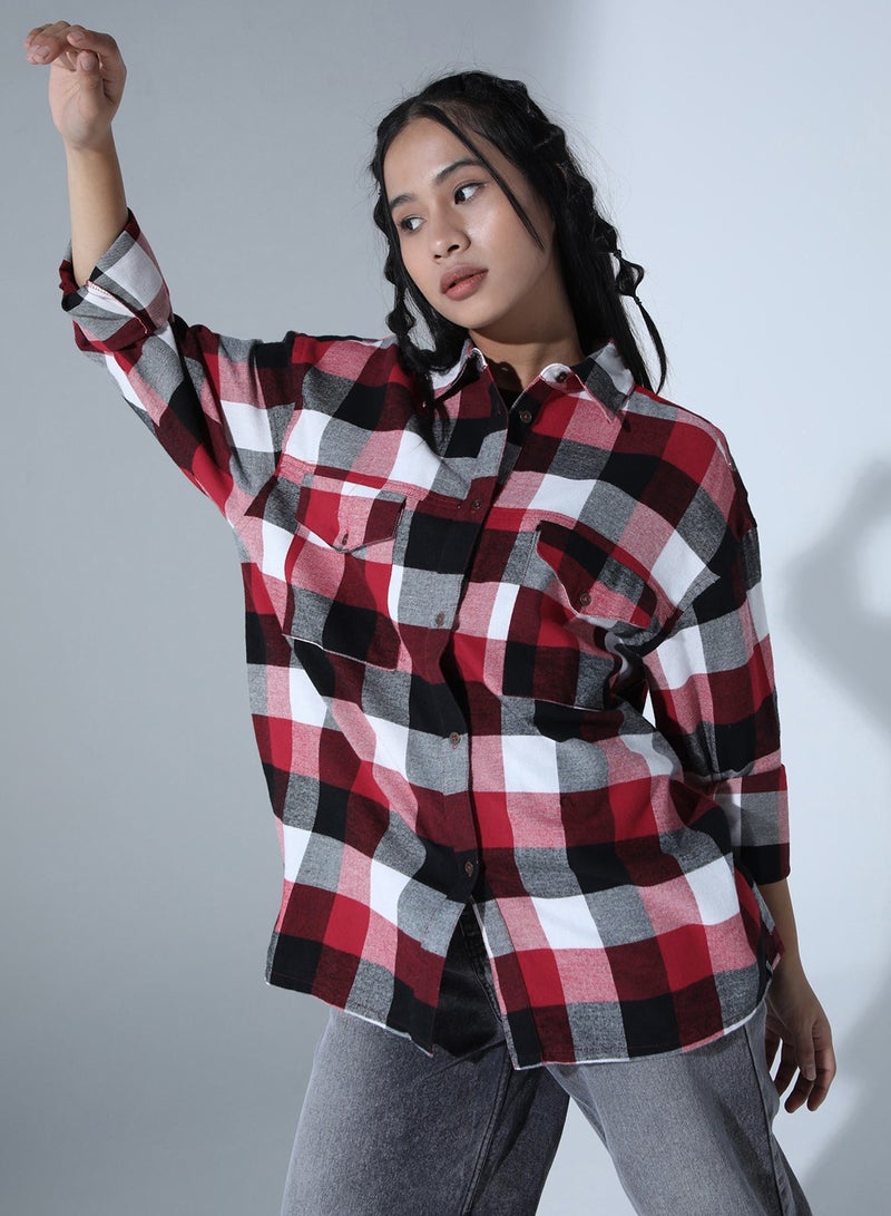 Standard Buffalo Checks Oversized Pure Cotton Casual Shirt