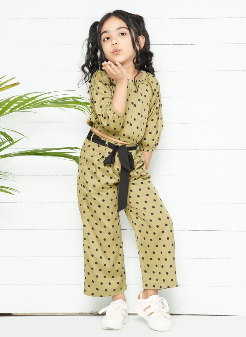 Green Polka Coordinated Pant Set