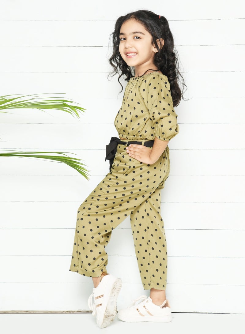 Green Polka Coordinated Pant Set