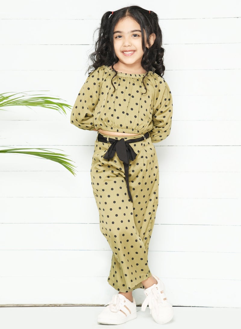 Green Polka Coordinated Pant Set