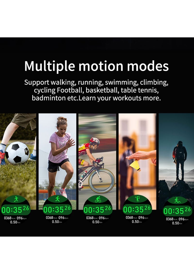 Bluetooth Call Men Smart Watch Full Touch Screen Multi-Function Sports Watches IP67 Waterproof with Silver Steel Strap