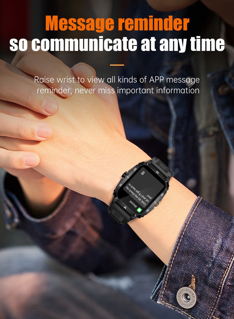 Smart Watch For Men 1.96 inch HD Screen 430mAh Large Battery 100+ Sports Modes Smartwatch IP67 Waterproof