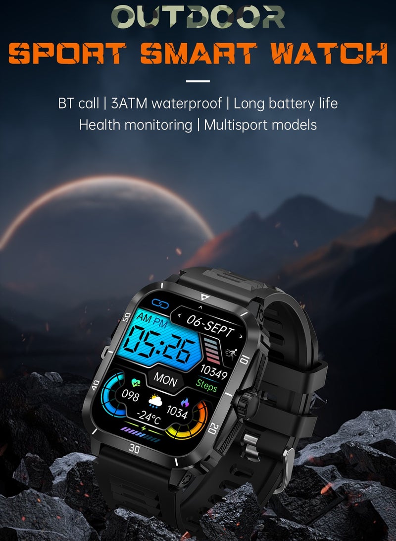 Smart Watch For Men 1.96 inch HD Screen 430mAh Large Battery 100+ Sports Modes Smartwatch IP67 Waterproof