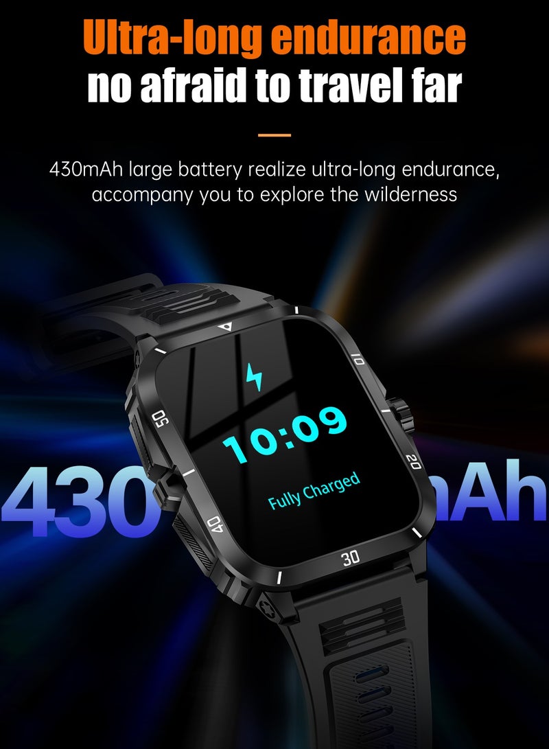 Smart Watch For Men 1.96 inch HD Screen 430mAh Large Battery 100+ Sports Modes Smartwatch IP67 Waterproof