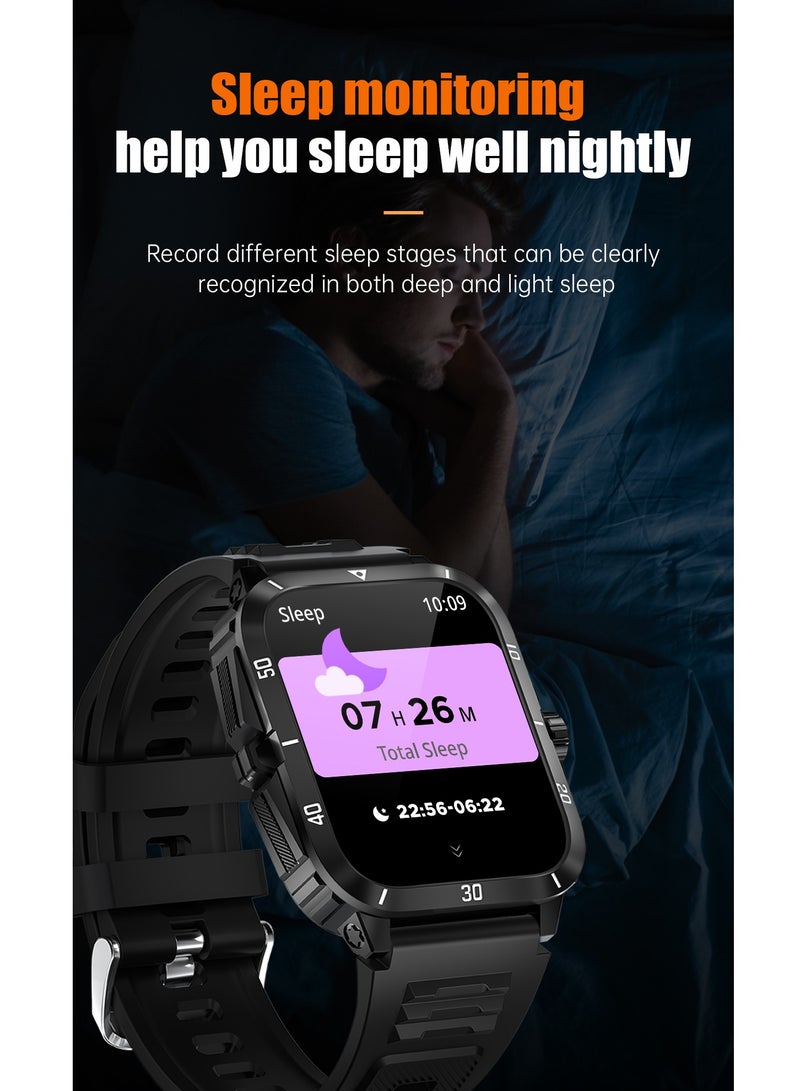 Smart Watch For Men 1.96 inch HD Screen 430mAh Large Battery 100+ Sports Modes Smartwatch IP67 Waterproof
