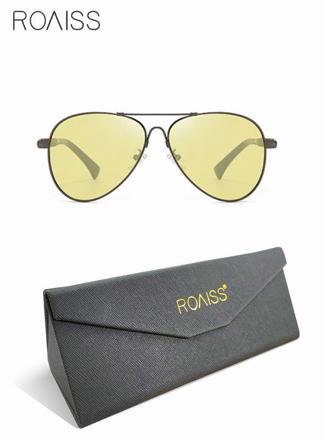Polarized Aviator Sunglasses UV400 Protection Sun Glasses with Metal Frame Color Changing Night Driving Glasses Suitable for Driving Fishing Golfing Travelling