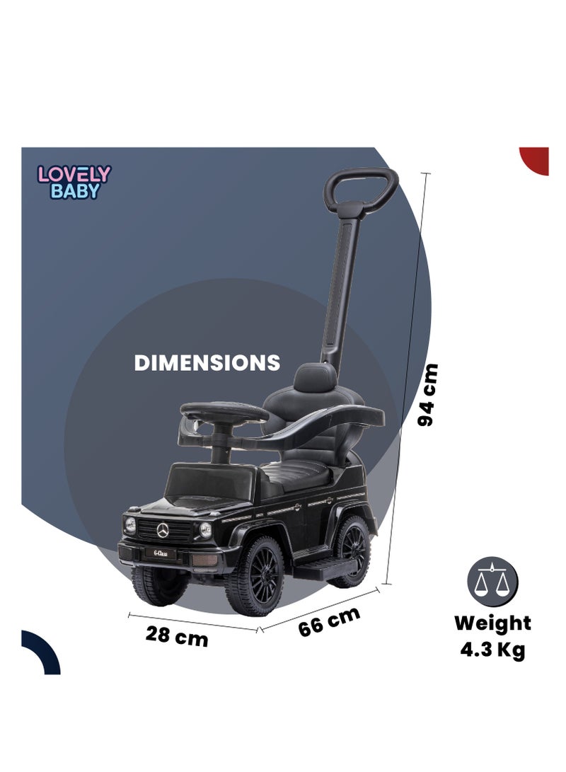 Lovely Baby Mercedes-Benz Push Car for Kids LB 3388H, Ride-on w/ Handlebar, Storage, Comfortable Foot-Rest, Age 1-3 Yrs - Black