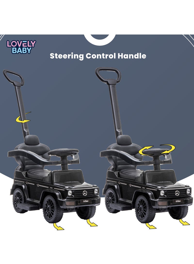 Lovely Baby Mercedes-Benz Push Car for Kids LB 3388H, Ride-on w/ Handlebar, Storage, Comfortable Foot-Rest, Age 1-3 Yrs - Black