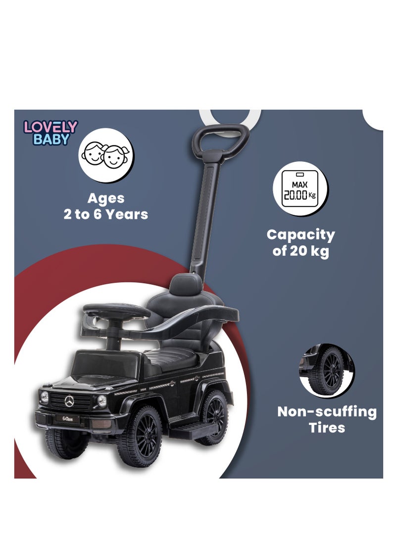 Lovely Baby Mercedes-Benz Push Car for Kids LB 3388H, Ride-on w/ Handlebar, Storage, Comfortable Foot-Rest, Age 1-3 Yrs - Black