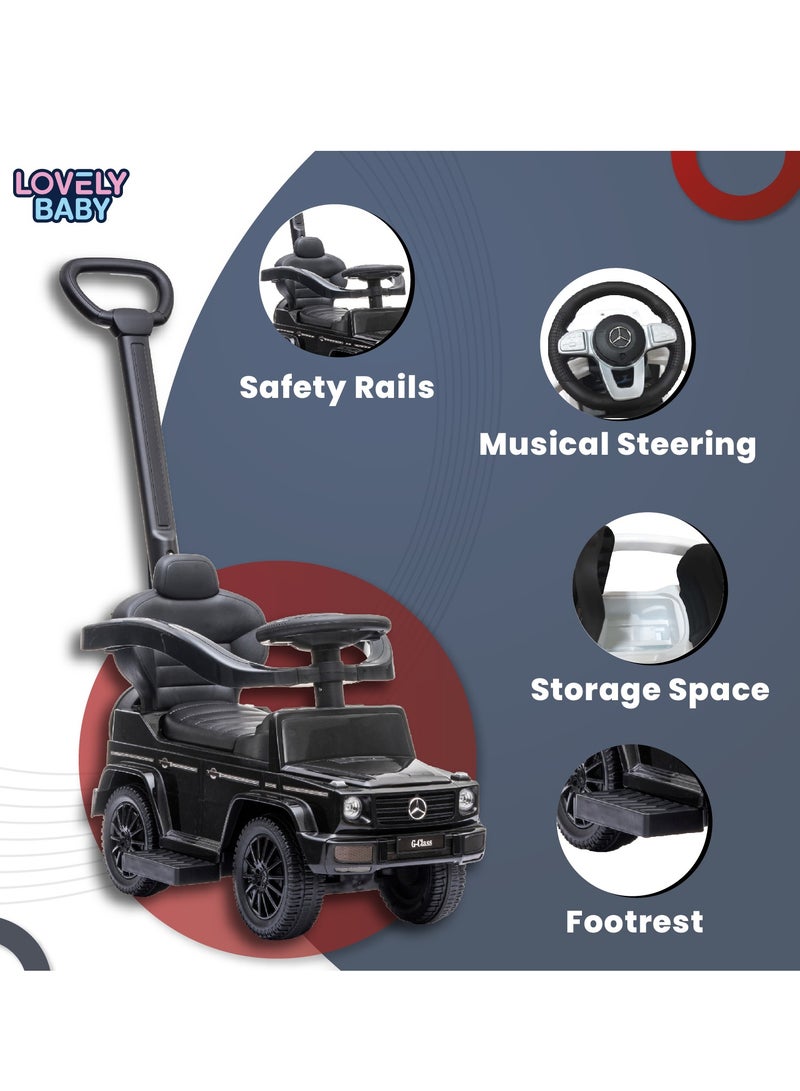Lovely Baby Mercedes-Benz Push Car for Kids LB 3388H, Ride-on w/ Handlebar, Storage, Comfortable Foot-Rest, Age 1-3 Yrs - Black