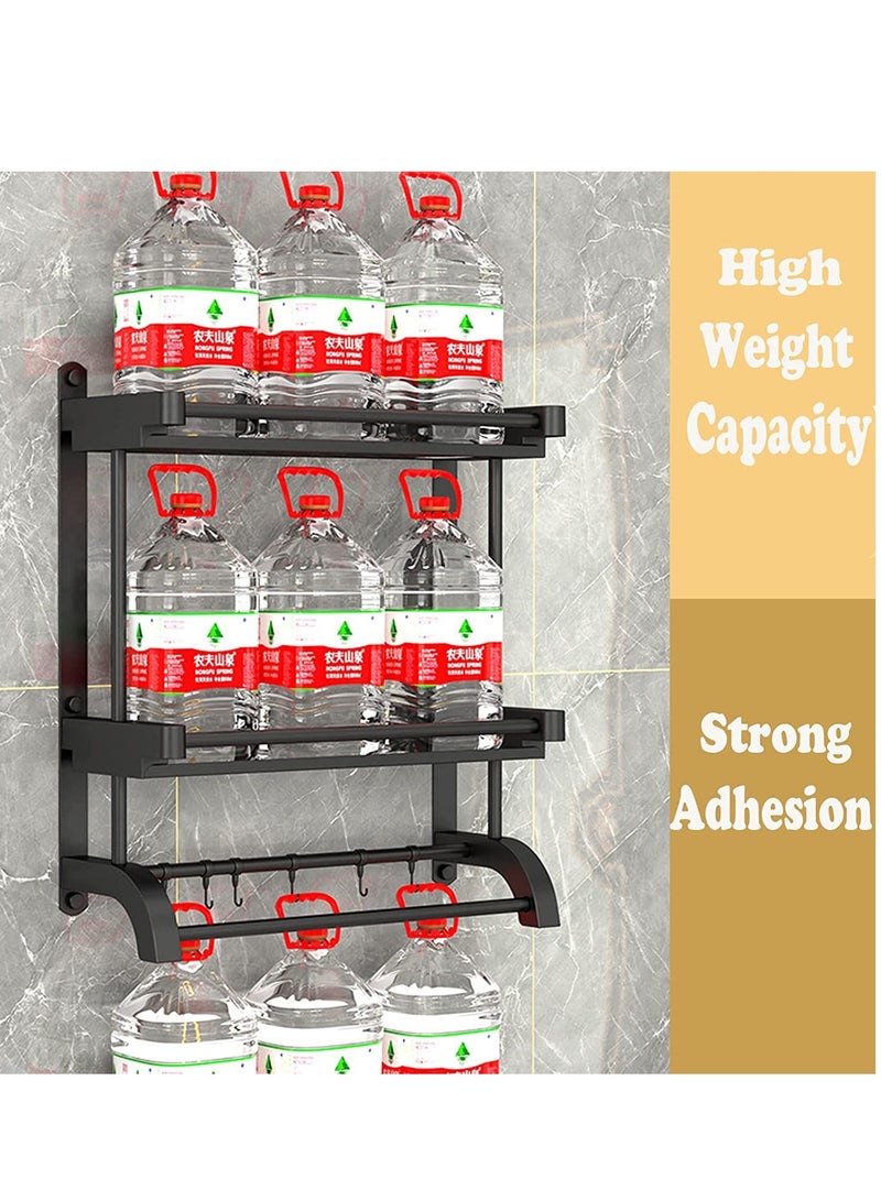 2 Tier Bathroom Shelf with Towel Bars, Wall Mounted Bathroom Shelf, Shower Storage Rack with Brush Holder, Storage Organizer Shelf with cup holder for Bathroom, Kitchen