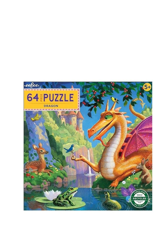 eeBoo Dragon 64 Piece Jigsaw Puzzle for Education and fun to play for kids.