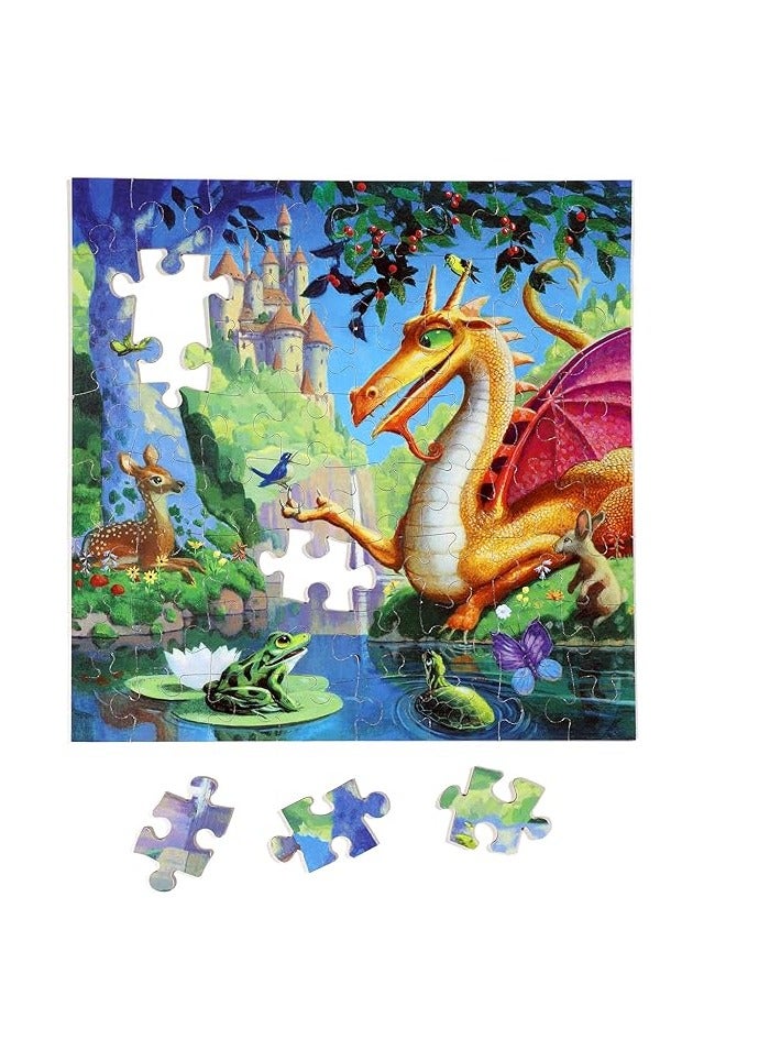 eeBoo Dragon 64 Piece Jigsaw Puzzle for Education and fun to play for kids.