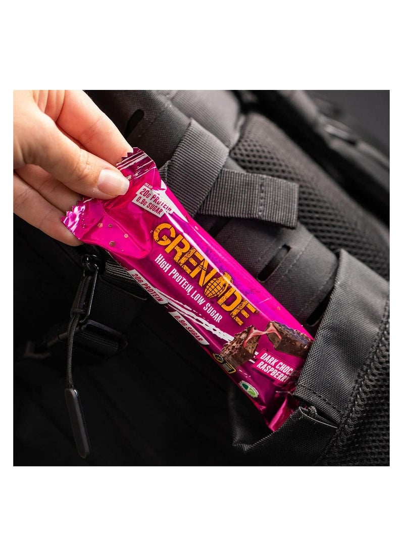 Grenade High Protein Low Sugar Bar Dark Chocolate Raspberry 60g Pack of 12