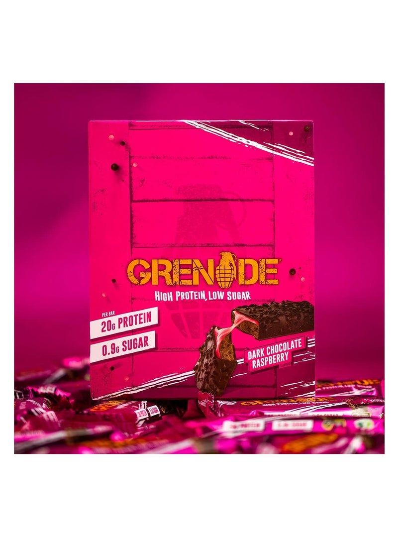 Grenade High Protein Low Sugar Bar Dark Chocolate Raspberry 60g Pack of 12