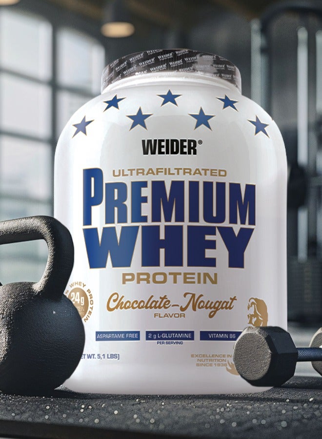 Premium Whey Protein - 2.3 kg, Chocolate Nougat Flavor - High-Quality Whey Protein Concentrate, Isolate Blend for Muscle Growth and Recovery