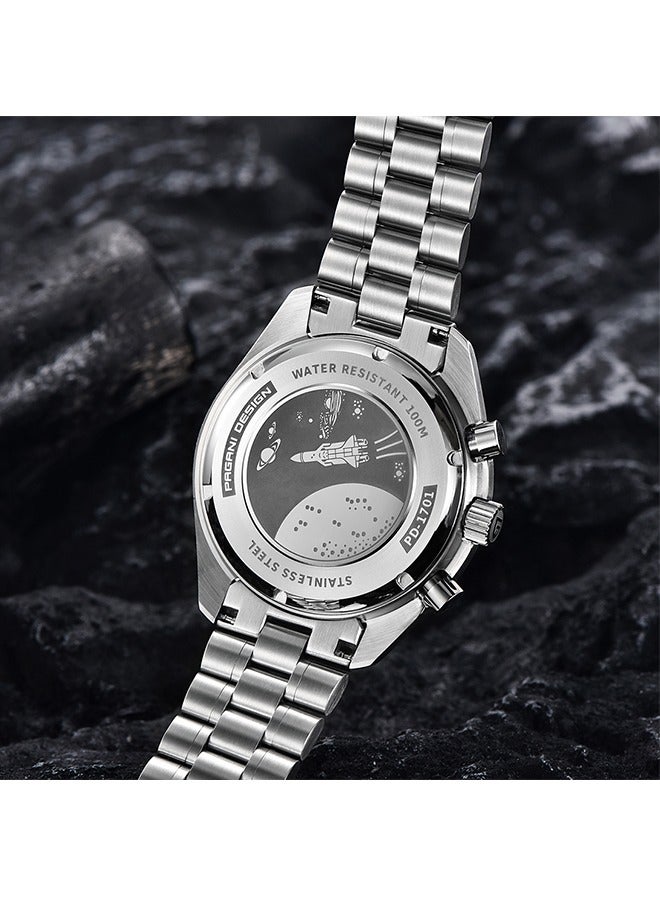 Men's Quartz Watches 40mm New Release full Stainless Steel Waterproof Sports Chronograph Wrist Watch for Men Sapphire Dial Glass