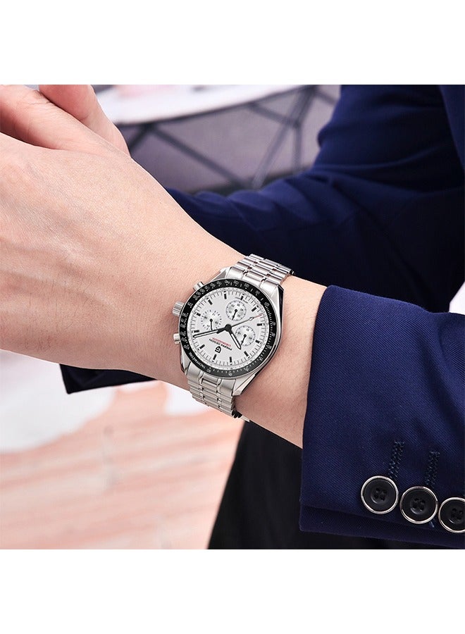 Men's Quartz Watches 40mm New Release full Stainless Steel Waterproof Sports Chronograph Wrist Watch for Men Sapphire Dial Glass