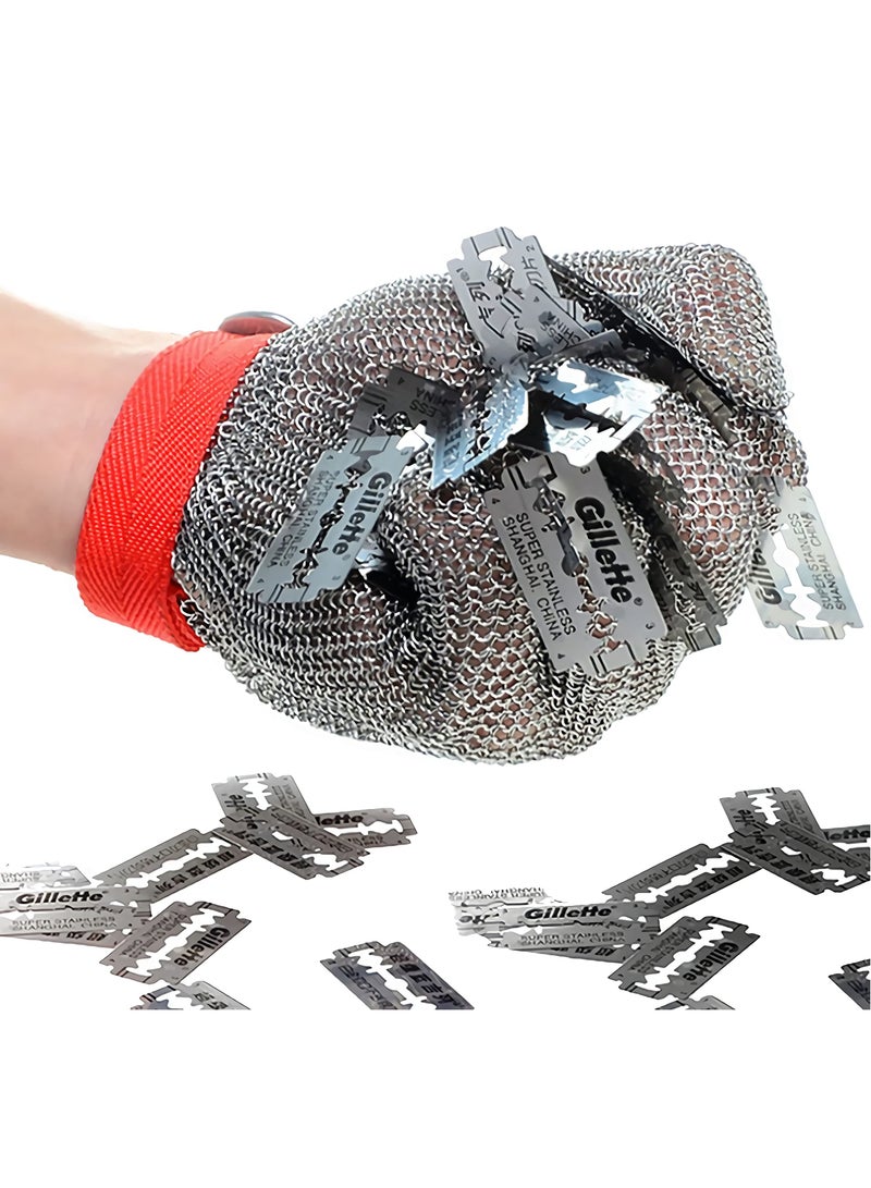 Stainless Steel Wire Metal Mesh Cut Resistant Gloves for Butchering, Slicing, Chopping, and Peeling - Ultimate Safety Work Gloves for Food Preparation.