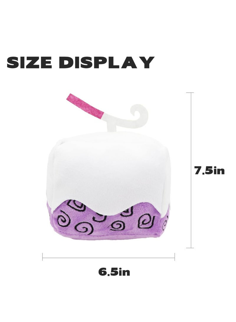 Blox Fruits Plush, 6 inch Blox Plush Plushies Toys Stuffed Animal Plushie Doll, Soft Fruits Hugging Plush Pillow Toy, Collectible Gifts for Kids Fans Aldults Birthday (Dough) (Purple and White)